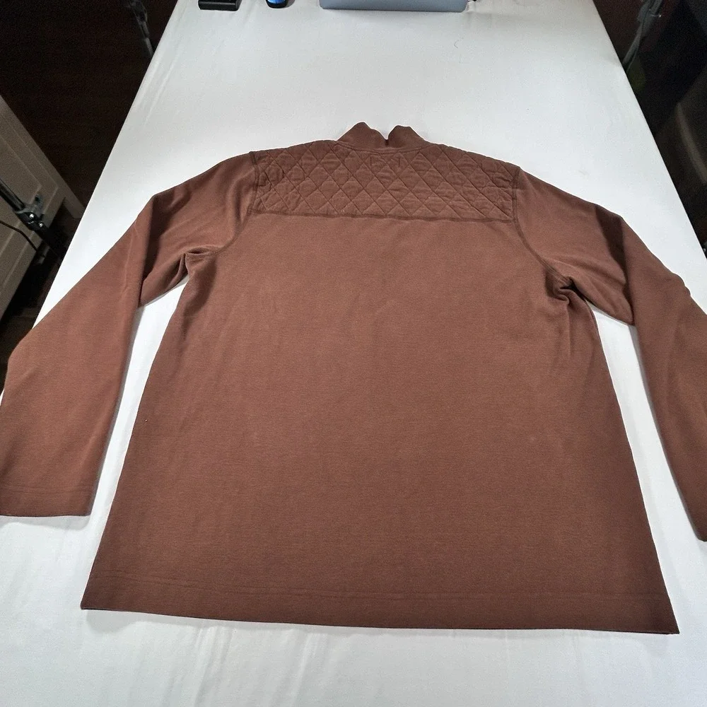 Johnson & Murphy Quarter Zip Mens Sz XL Brown Sweater Pullover Casual Diamond